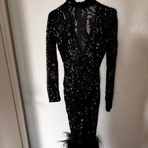 Fashion Nova Black Sequin Long Sleeve Dress